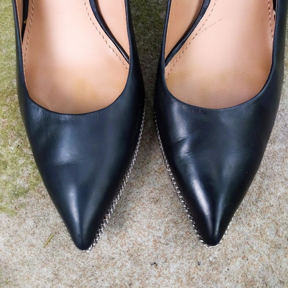 Rachel Zoe Black Leather Mesh Chain Court Pump 9 - Picture 6 of 7